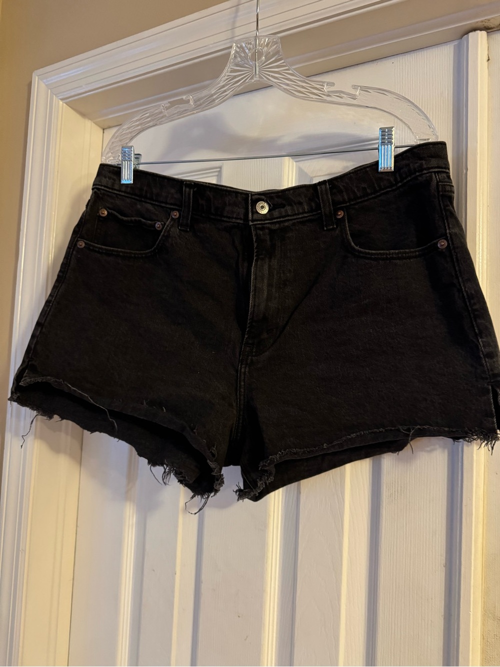 Abercrombie & Fitch Black Frayed Denim Cutoff Shorts